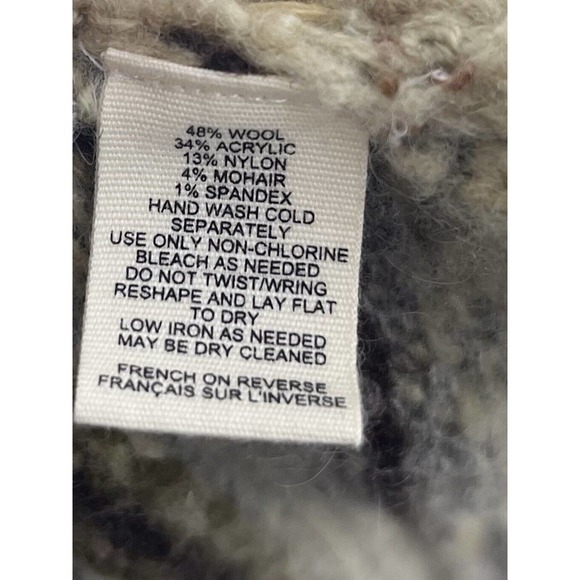 Sleeping on Snow Womens Sweater Medium Beige Printed Cardigan Long Sleeve Wool - Picture 9 of 11